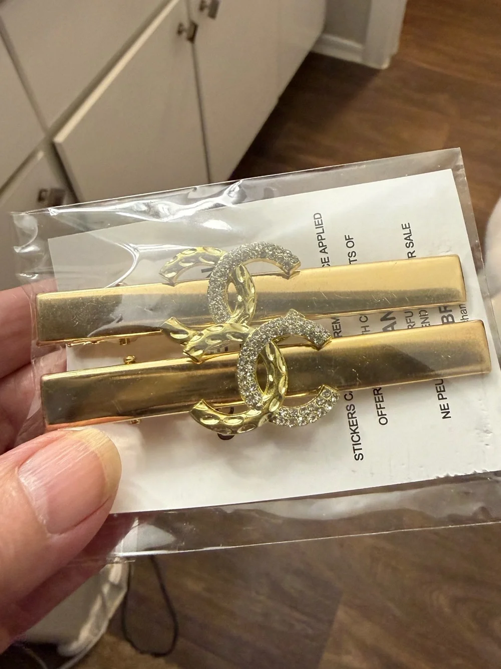 Chanel Parfums Gold Hair Clips, Vintage, Rare